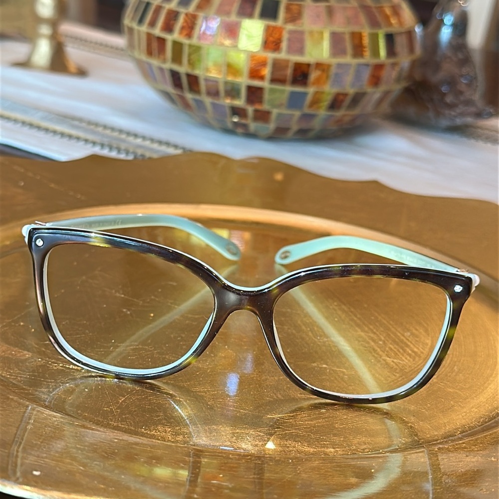 Tiffany & Co tortoise blue Swarovski Crystal Eyeglass frames - Picture 3 of 15